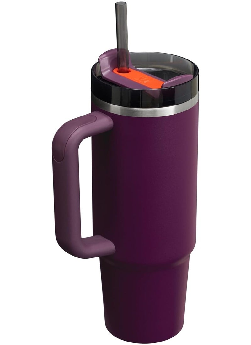 Stanley Quencher H2.0 FlowState Stainless Steel Vacuum Insulated Tumbler, 40oz – Keeps Water, Iced Tea, Coffee, Smoothies & More Cold for Hours, Spill-Proof Lid with Straw, Durable Ergonomic Handle, Plum Color, Ideal for On-the-Go Hydration