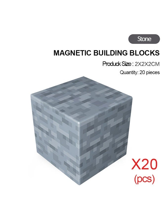 ماين كرافت 20 قطعة مكعبات مغناطيسية لبناء شخصيات ماينكرافت، ألعاب تركيبية قابلة للتكديس - Image 1