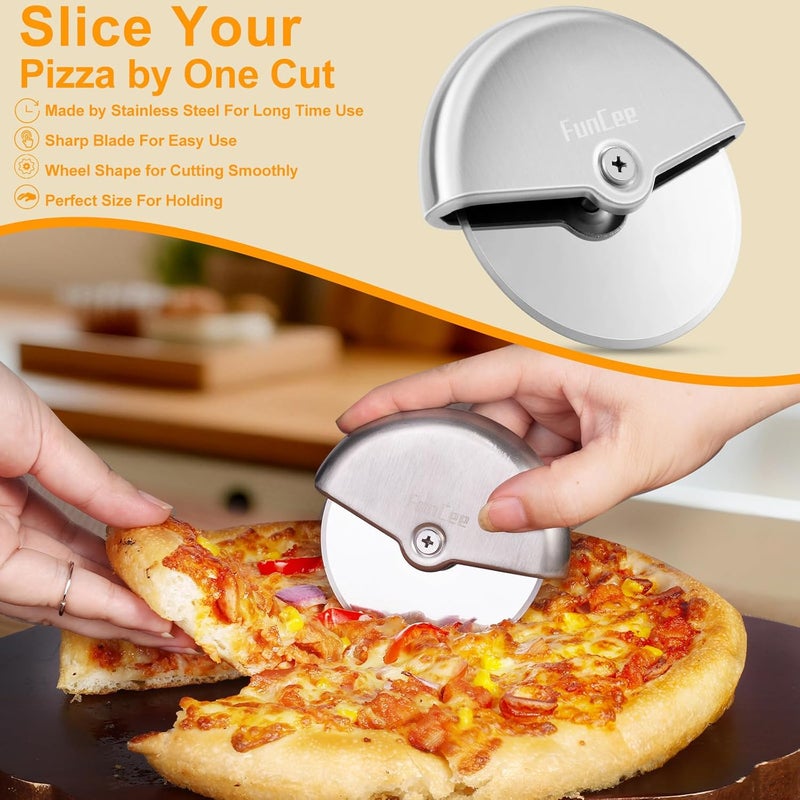 FunCee Premium Pizza Cutter Wheel with Sharp Blade For Cutting Through Pizzas, Crusts, Pies and More, Stainless Steel Knife with Ergonomic and Comfort Grip, Dishwasher Safe - Image 3