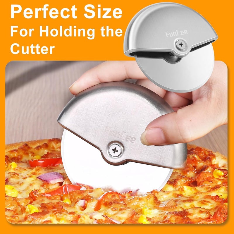 FunCee Premium Pizza Cutter Wheel with Sharp Blade For Cutting Through Pizzas, Crusts, Pies and More, Stainless Steel Knife with Ergonomic and Comfort Grip, Dishwasher Safe - Image 5