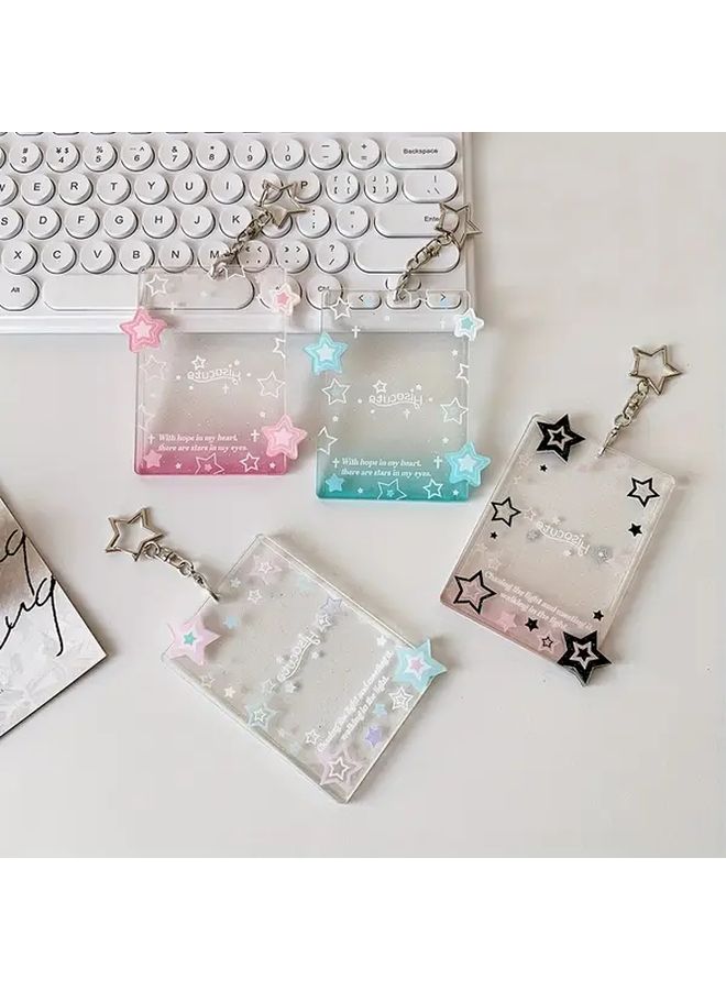 3 Inch Blue Transparent Photocard Holder Keychain Protective Card Cover And ID Badge Holder Bag Pendant - Image 1