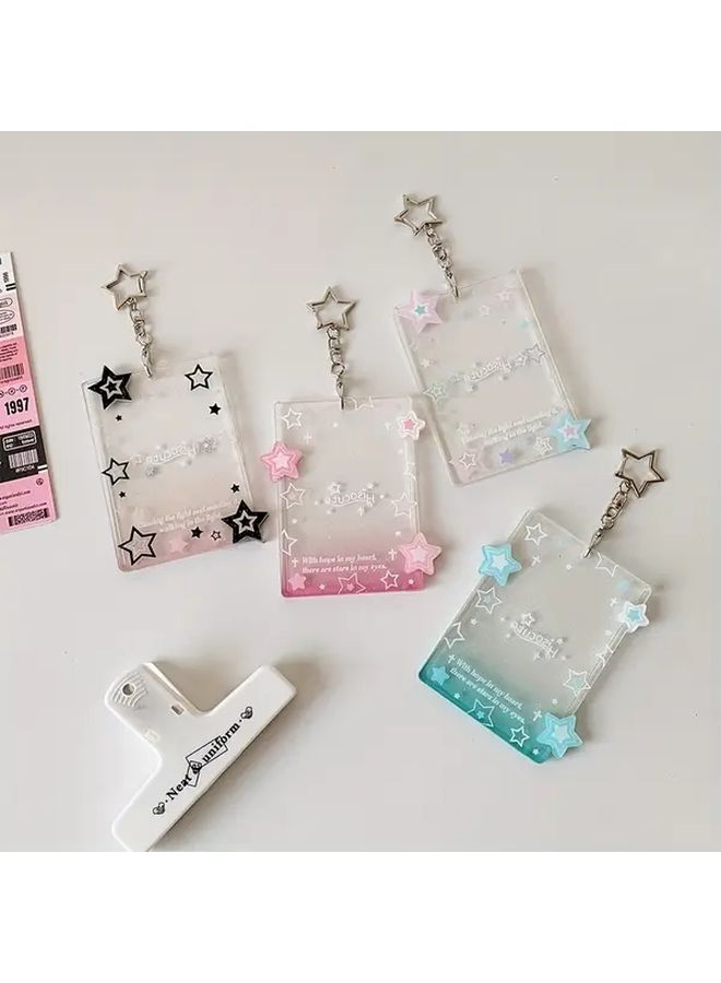 3 Inch Blue Transparent Photocard Holder Keychain Protective Card Cover And ID Badge Holder Bag Pendant - Image 4