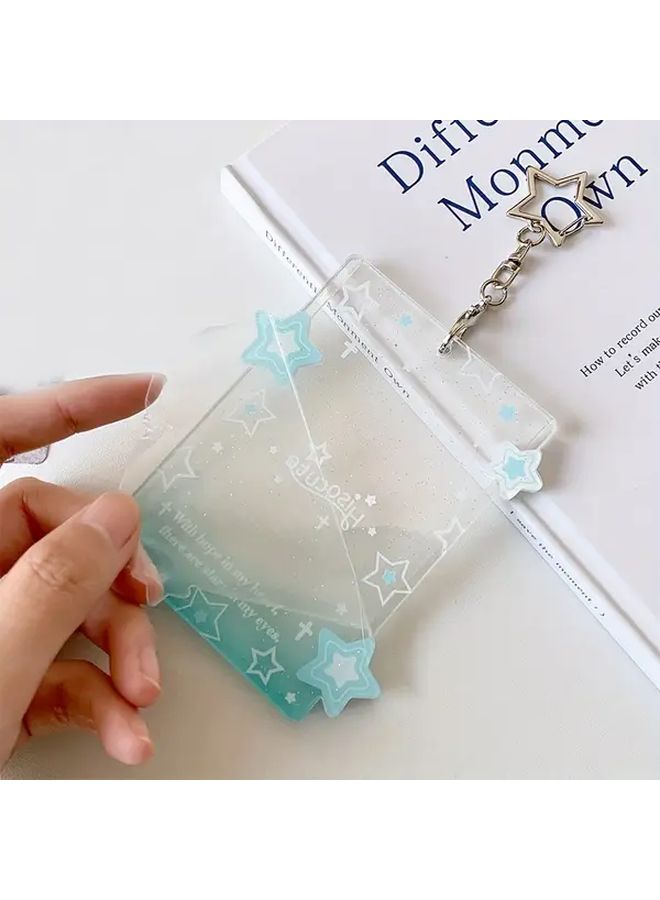 3 Inch Blue Transparent Photocard Holder Keychain Protective Card Cover And ID Badge Holder Bag Pendant - Image 5