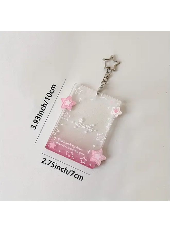 3 Inch Blue Transparent Photocard Holder Keychain Protective Card Cover And ID Badge Holder Bag Pendant - Image 2