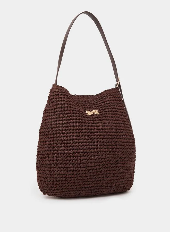 ستايلي Brown Raffia Shoulder Bag