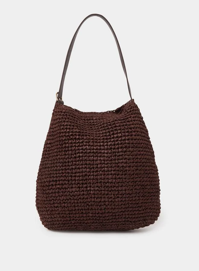 ستايلي Brown Raffia Shoulder Bag