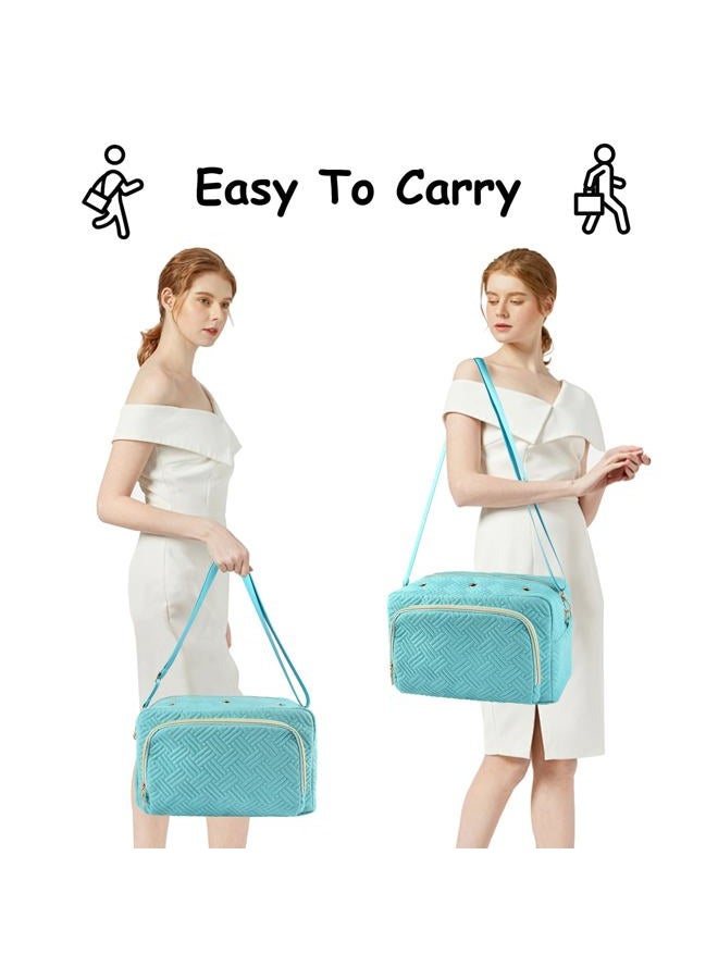 Uawsyut Crochet Bag Organizer, Yarn Storage Organizer, Yarn Holder for Crochet with Adjustable Shoulder Straps, Knitting Bag for Crocheting, Crochet Hook Case Gifts for Crocheters(Blue) - Image 2