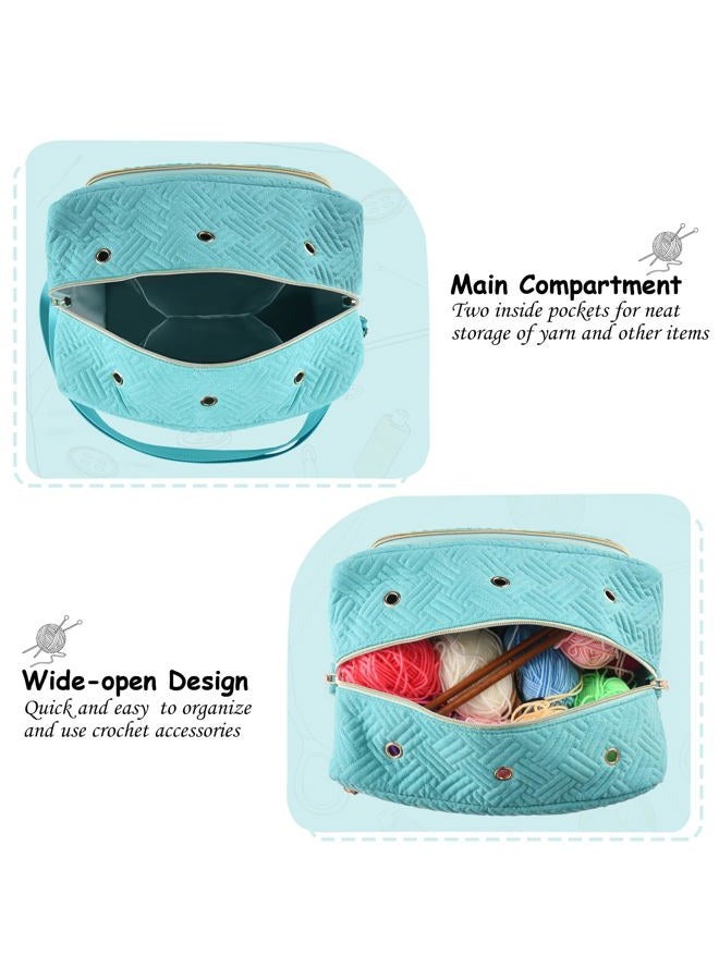 Uawsyut Crochet Bag Organizer, Yarn Storage Organizer, Yarn Holder for Crochet with Adjustable Shoulder Straps, Knitting Bag for Crocheting, Crochet Hook Case Gifts for Crocheters(Blue) - Image 5