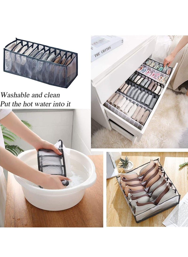TYCOM Foldable Storage Boxes Bra Underwear Closet Organizer Foldable Container Case Drawer Divider for Necktie Bra Sock Underwear Organizer Home Closet Organizer Boxes Storage (3PCS Grey) - Image 5