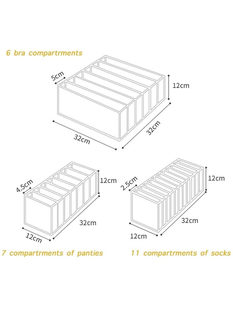 TYCOM Foldable Storage Boxes Bra Underwear Closet Organizer Foldable Container Case Drawer Divider for Necktie Bra Sock Underwear Organizer Home Closet Organizer Boxes Storage (3PCS Grey) - Image 2