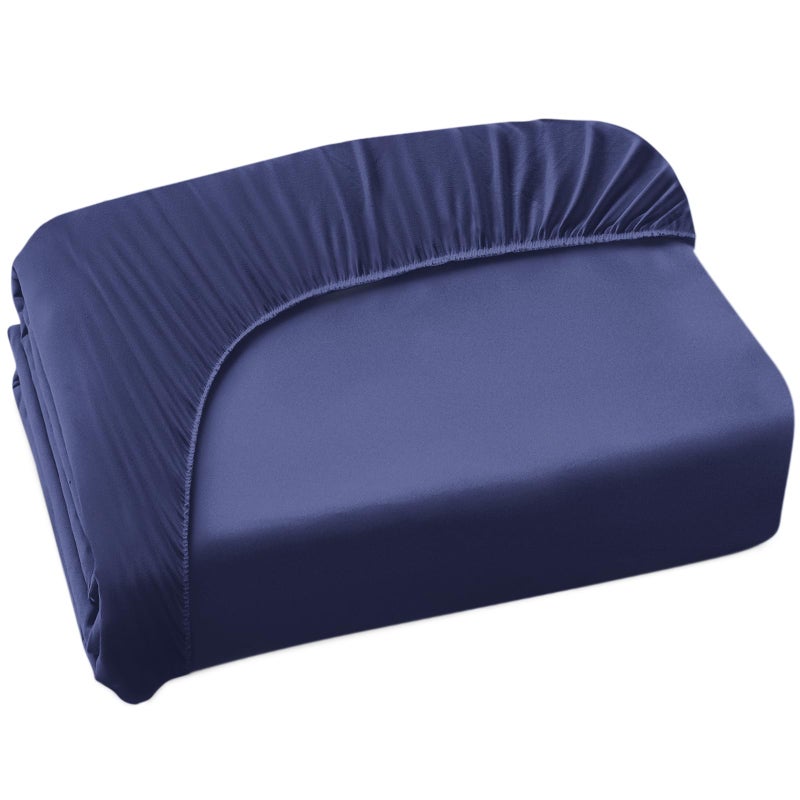 Coldwind Twin Fitted Sheet Soft Twin Size Fitted Sheets for Kids Up to 14 Inches Deep Procket  Single Size Bed Mattress Sheets Stretchable and Breathable Jersey Knit Cover  Bottom Sheet Only  Navy - Image 1