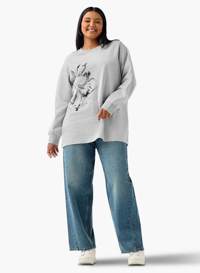 Ulla Popken Ulla Popken Sweatshirt with Embellishment