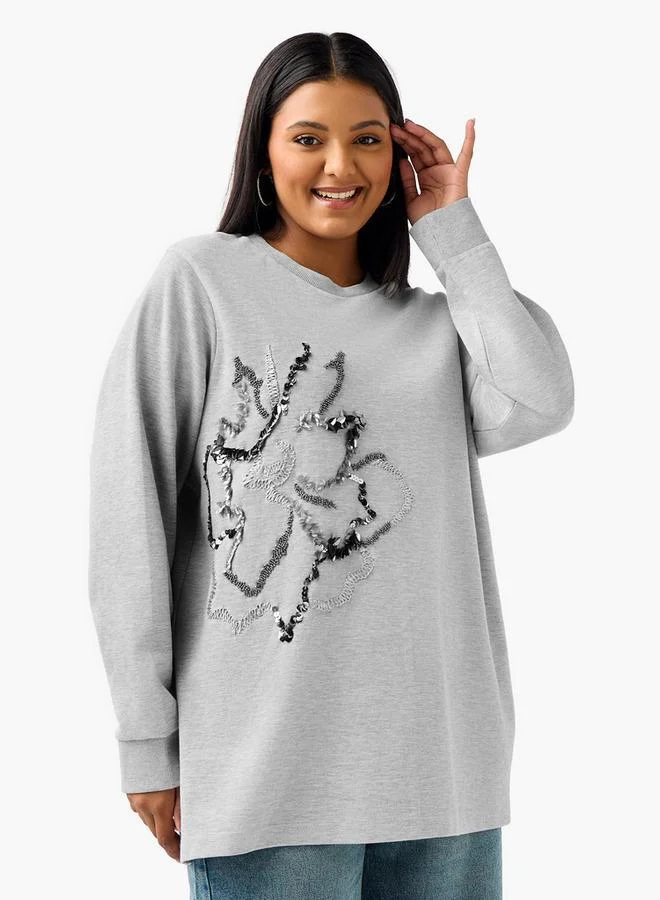 Ulla Popken Ulla Popken Sweatshirt with Embellishment