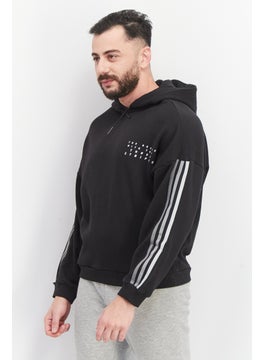 Adidas Men Sportswear Fit Long Sleeve Embroidered Hoodie, Black  - Image 2