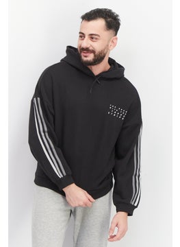 Adidas Men Sportswear Fit Long Sleeve Embroidered Hoodie, Black  - Image 1