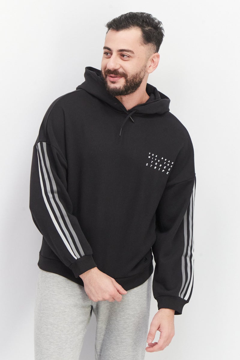 Adidas Men Sportswear Fit Long Sleeve Embroidered Hoodie, Black  - Image 1