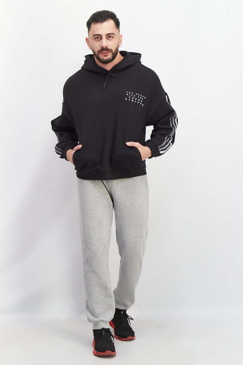 Adidas Men Sportswear Fit Long Sleeve Embroidered Hoodie, Black  - Image 3