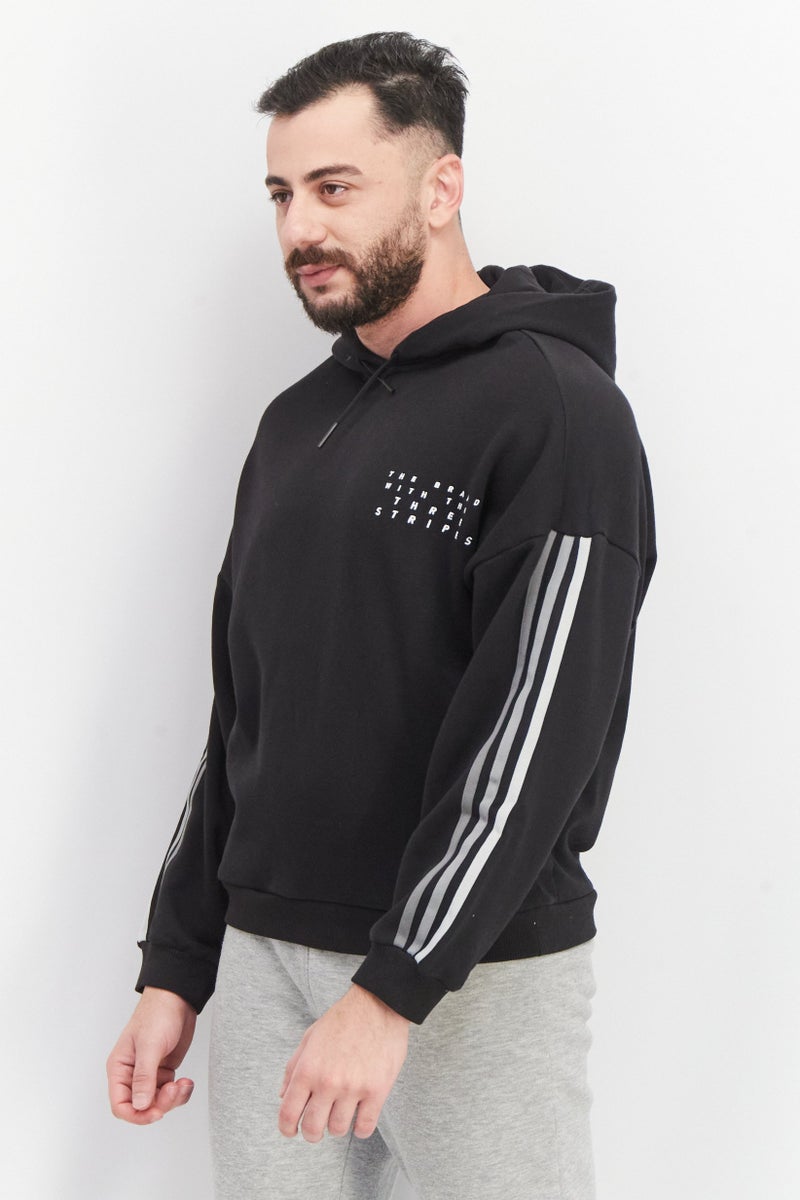 Adidas Men Sportswear Fit Long Sleeve Embroidered Hoodie, Black  - Image 2