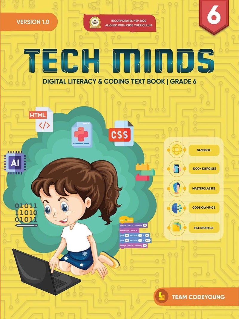 TECH MINDS Version 1.0 : DIGITAL LITERACY & CODING TEXT BOOK | GRADE 6 - Image 1