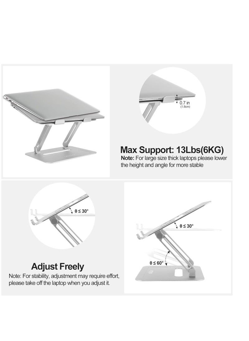 Generic - Ormast, Ormast, Adjustable Aluminum Desktop Laptop Stand for Elevating Laptop, Notebook Stand Compatible with Mac Air Pro, Ultra and All 11-17 Inch Laptops (Silver) Ormast - Image 1