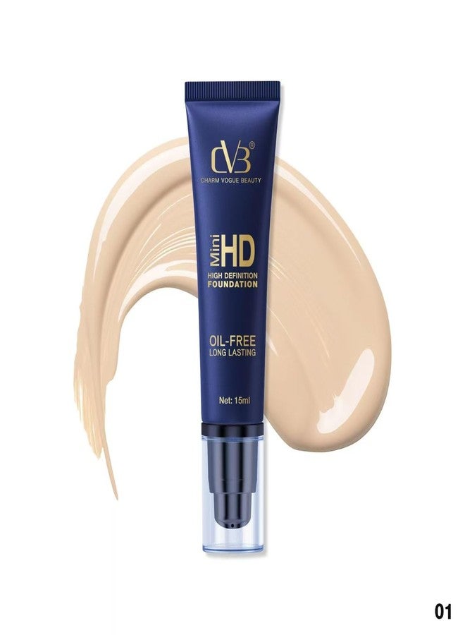 CVB HD Mini High Definition Foundation - Oil-Free, Long-Lasting & Matte Finish Makeup | 15ml (Soft Ivory) - Image 3