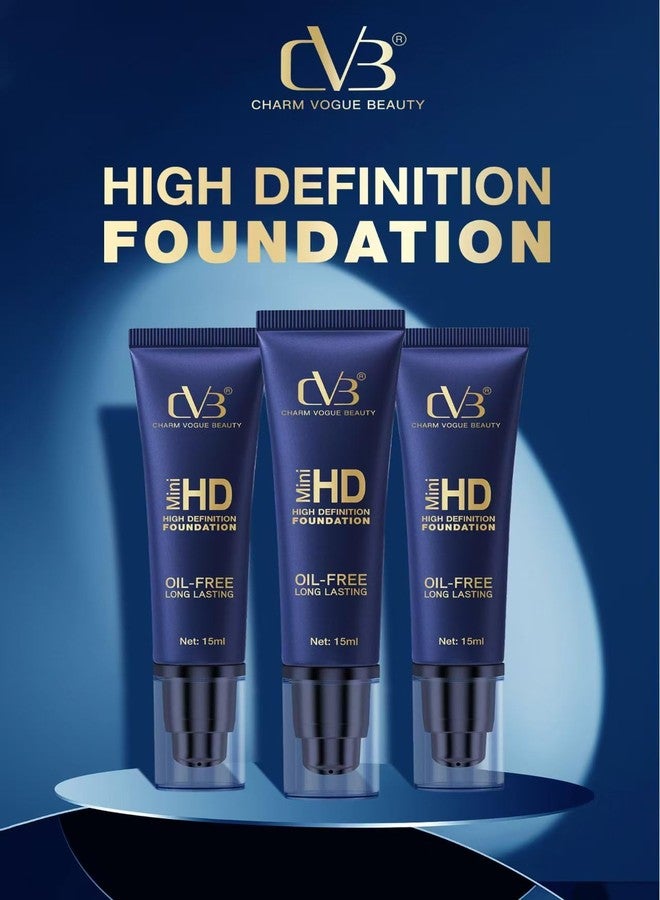 CVB HD Mini High Definition Foundation - Oil-Free, Long-Lasting & Matte Finish Makeup | 15ml (Soft Ivory) - Image 4
