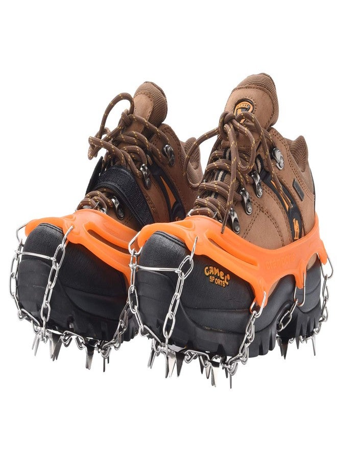 BenBoy Crampons Ice Cleats Traction Snow Grips for Boots/Shoes Anti Slip 19 Stainless Steel Spikes Safe Protect with Hiking Fishing Walking Climbing Women Men,BZ001-Orange-L - Image 5