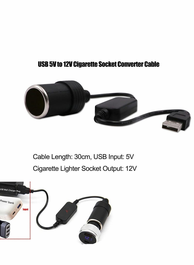 Loquat USB to 12V Car Cigarette Lighter Socket, Step-Up Converter Cable Inverter - Image 2
