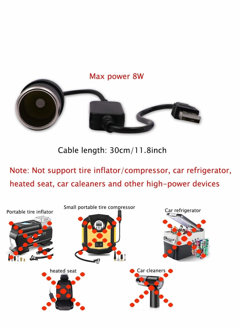 Loquat USB to 12V Car Cigarette Lighter Socket, Step-Up Converter Cable Inverter - Image 3