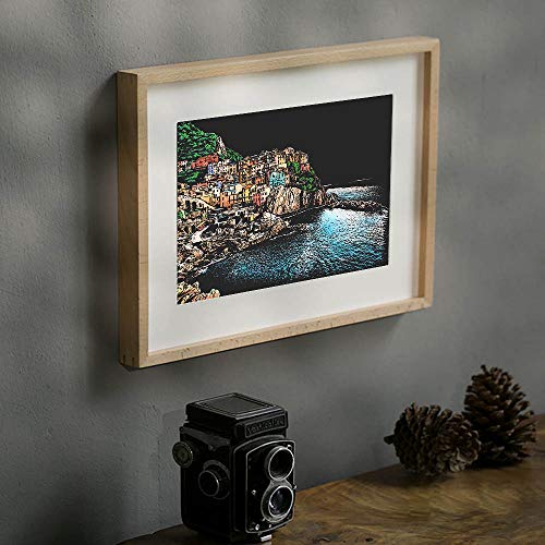 AP ARTSPER Rainbow Scratch Art Painting Paper (A4) for Kids & Adults, DIY Night View Scratchboard Set: 4 Sheets Scratch Cards & Drawing Pen, Clean Brush (Cinque Terre/Windmill/Hot Air Balloon/Ferris Wheel) - Image 3
