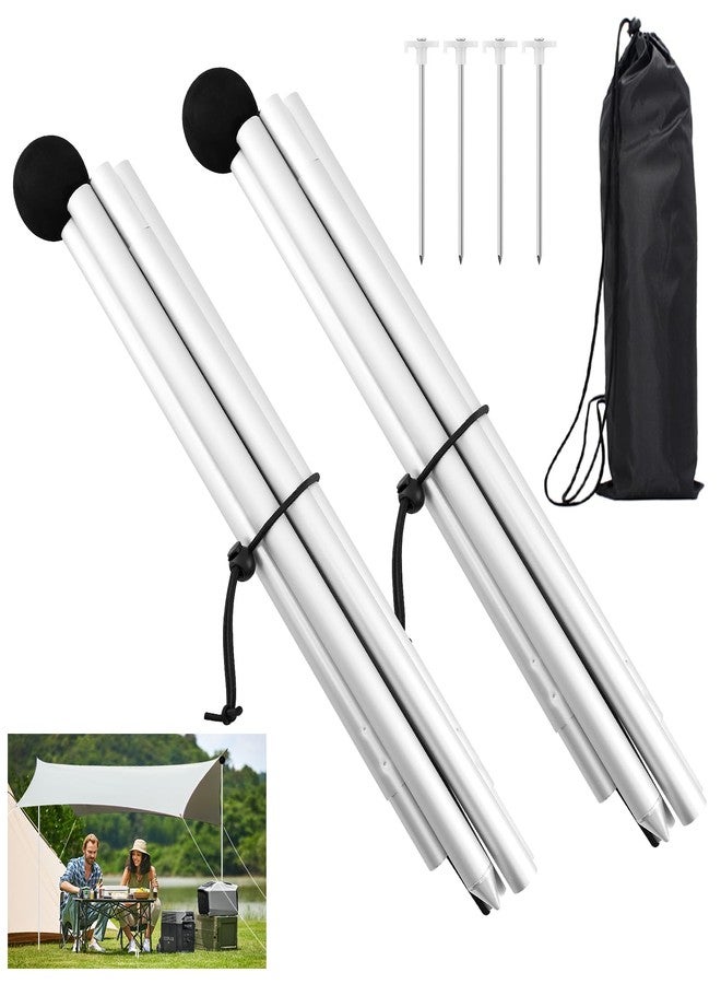 Lconvicely Beach Tent Poles Replacement - 6.56Ft Awning Poles with Ground Stakes for Tarp Canopy, Foldable Aluminum Alloy Tarp Poles for Camping, Parties, Fishing, and Hiking, 2-Pack - Image 1