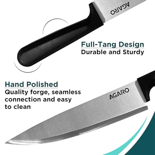 AGARO Majestic 3 Pcs Knife Set for Kitchen, High Carbon Stainless Steel, Non-Slip PP Handle, Cooking, Cutting, Slicing, Utility, Paring, Home and Restaurant Use, Silver. - Image 5