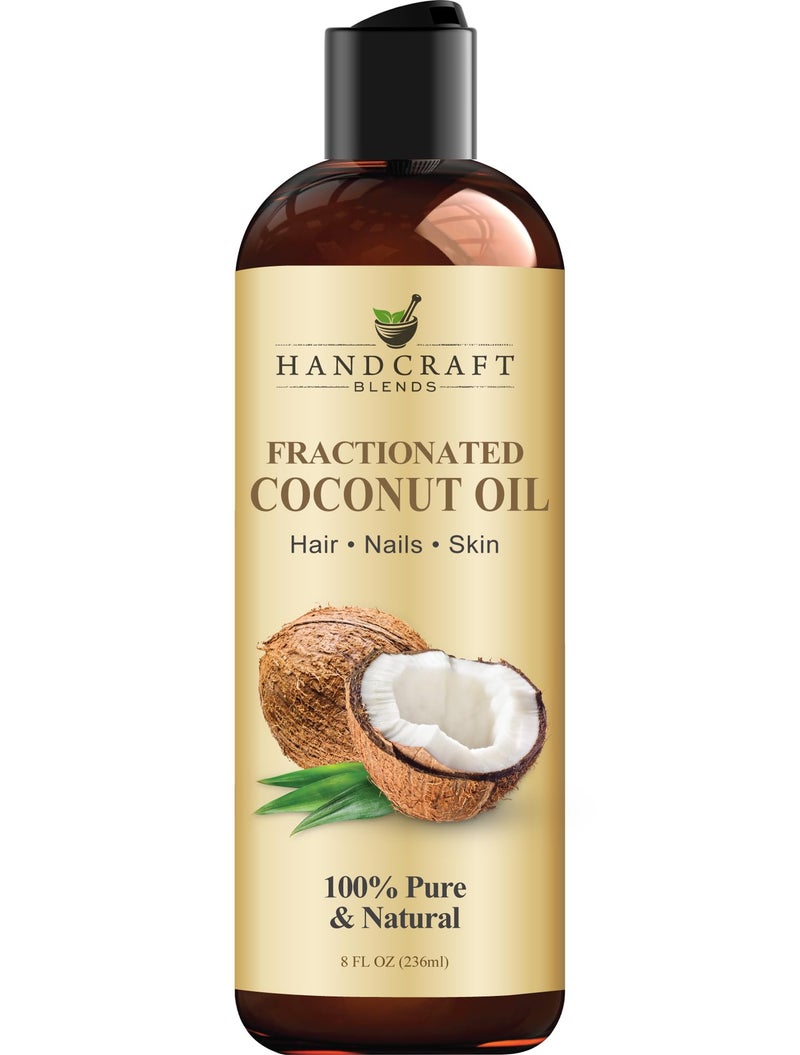 Handcraft Blends Fractionated Coconut Oil  8 Fl Oz  100 Pure and Natural  Premium Grade Carrier Oil for Skin and Hair  Hair and Body  Massage