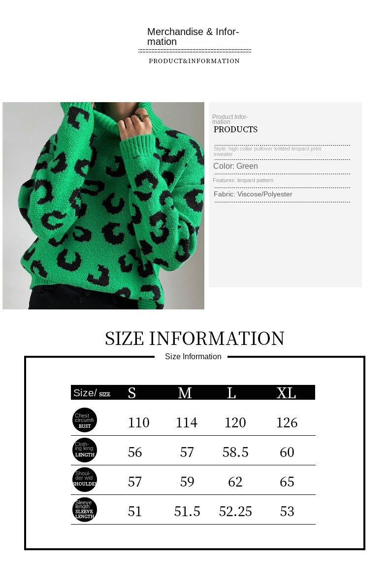Autumn and Winter new turtleneck pullover knitted leopard sweater - Image 2