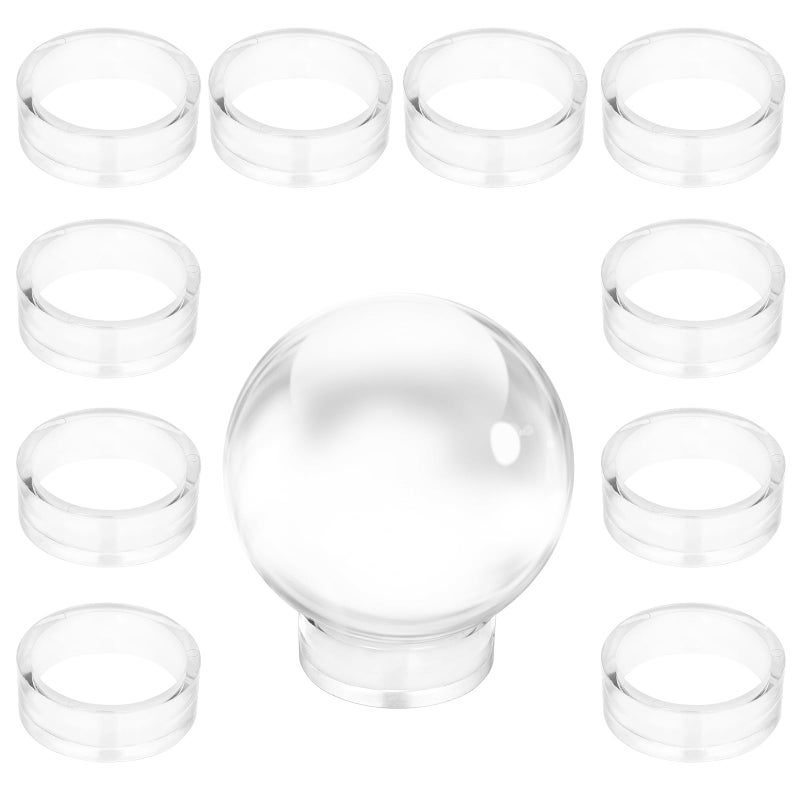 JUXYES Pack of 12 Clear Sphere Display Stand Clear Sphere Holder Small Plastic Display Stands Round Display Easel Stands for Decorative Eggs Crystal Balls Marbles Ball Spheres Collections