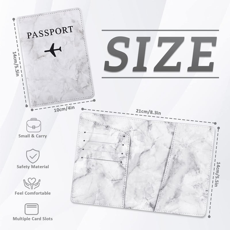 SWIUKPHE Travel Passport Wallet Fashion PU Leather Marbling Business Passport Holder Cover Case with Storage Pocket Organizer Air Ticket Bank ID Card Travel Protector for Ladies Men - Image 3