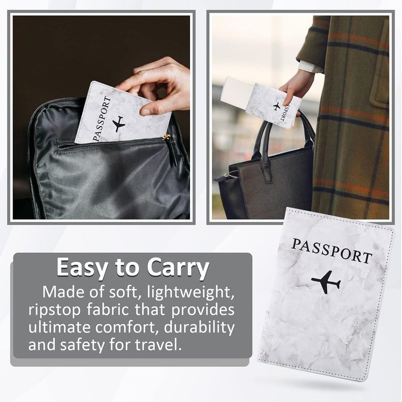SWIUKPHE Travel Passport Wallet Fashion PU Leather Marbling Business Passport Holder Cover Case with Storage Pocket Organizer Air Ticket Bank ID Card Travel Protector for Ladies Men - Image 5