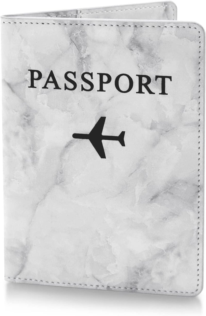 SWIUKPHE Travel Passport Wallet Fashion PU Leather Marbling Business Passport Holder Cover Case with Storage Pocket Organizer Air Ticket Bank ID Card Travel Protector for Ladies Men - Image 1