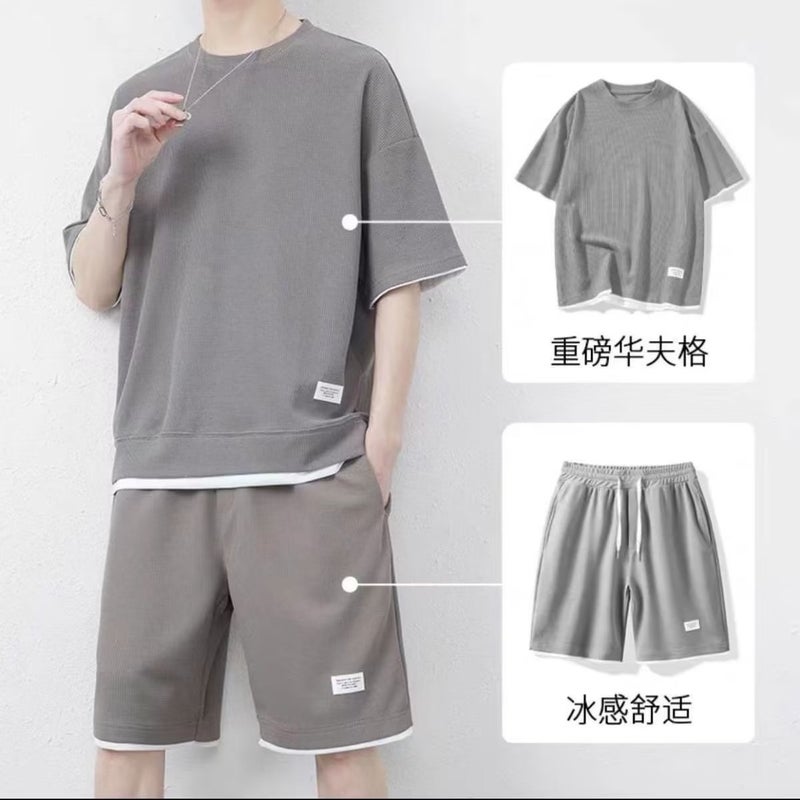 Douyin Live Broadcast suit Mens Advertising Shirt high quality Mens Solid Color T-shirt Casual Breathable Short-sleeved Top Random short-sleeved one piece 