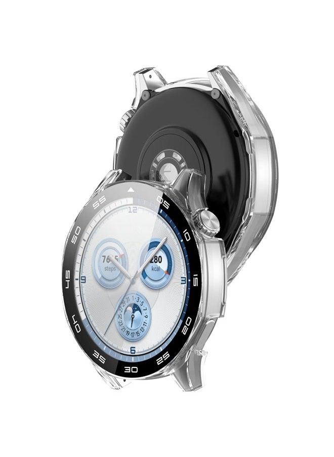 سجيت - حافظة صلبة من PC لجهاز Huawei Watch GT5 بحجم 46 مم مع واقي شاشة زجاجي مقسى متوافق مع غطاء واقي لحافة الحماية وطبقة فيلم حساسة للمس (شفاف) - Image 1