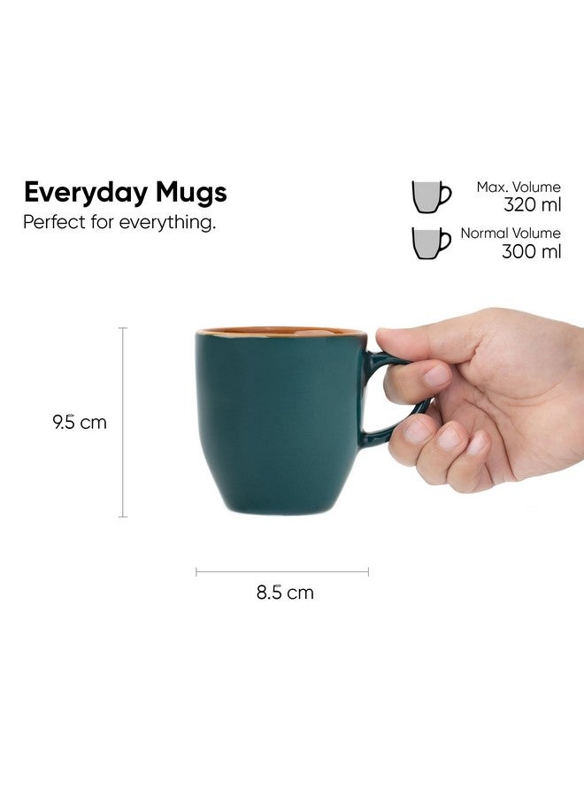 Shay طقم أكواب قهوة شاي السيراميك، مجموعة من 2، 300 مل، أخضر مزرق | كوب متوسط | تشطيب لامع | طقم أكواب قهوة من الحجر | كوب سيراميك | آمن للاستخدام في الميكروويف (كوب حليب أخضر مزرق، مجموعة من 2) - Image 4