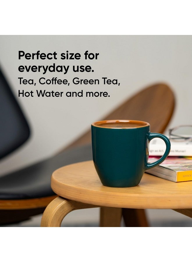Shay طقم أكواب قهوة شاي السيراميك، مجموعة من 2، 300 مل، أخضر مزرق | كوب متوسط | تشطيب لامع | طقم أكواب قهوة من الحجر | كوب سيراميك | آمن للاستخدام في الميكروويف (كوب حليب أخضر مزرق، مجموعة من 2) - Image 5