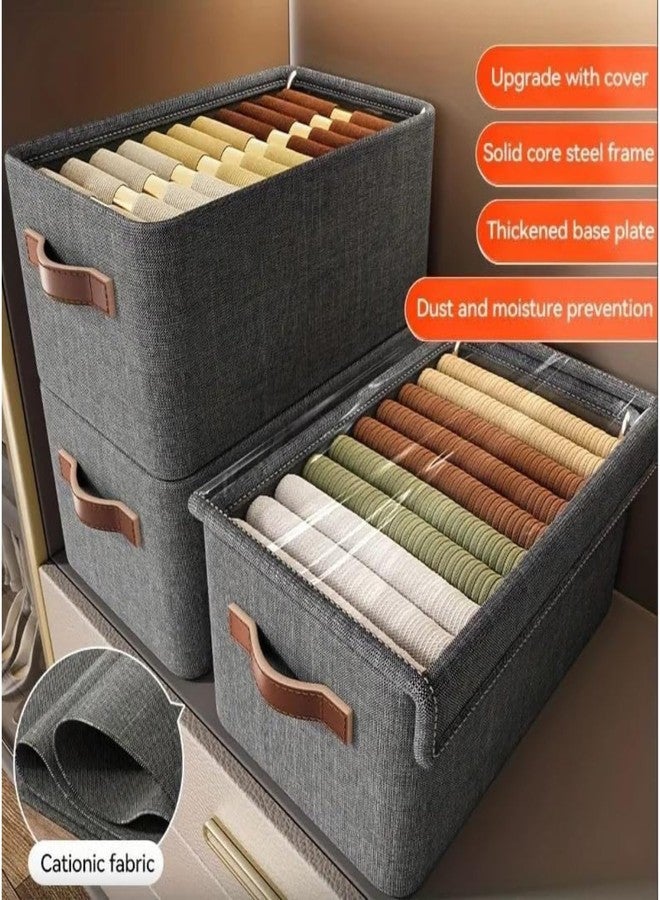 BIYALI 26L Foldable Clothes Storage Box with Lid & Zipper – Non-Woven Fabric Organizer with Metal Frame – Handles & Transparent Window for Wardrobe – Blankets & Bedding [[ 1Pcs, Multicolor ]] - Image 4