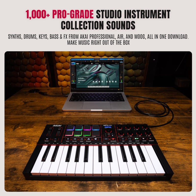 Akai Professional أكاي بروفيشنال MPK Mini IV USB-C MIDI كيبورد كنترولر للمبتدئين والمنتجين - MPC درام بادز، 360Â° مقابض، عجلات البيتش والمود، برنامج الإنتاج، حزمة صوت نيتيف إنسترومنتس، أسود - Image 4