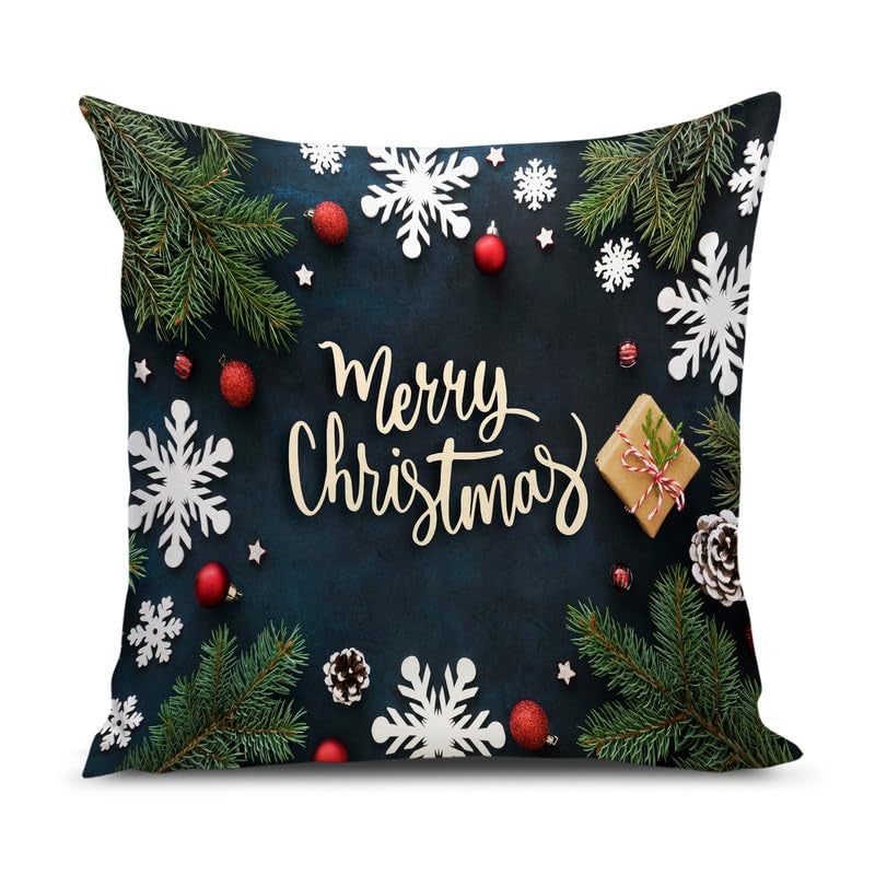 BMRGIFTS Soft Fabric Designer Decorative Printed Merry Christmas Theme Cushion Cover Xmas Decorations for Sofa Living Room Set of 5 12 x 12 inch Multi (CHMCC95) - Image 3