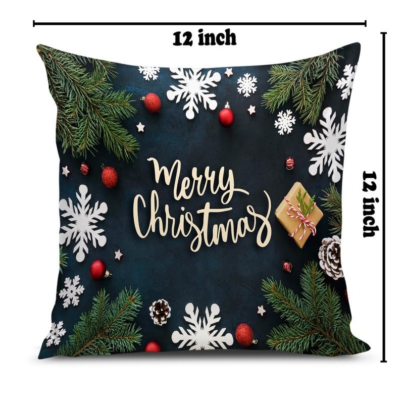 BMRGIFTS Soft Fabric Designer Decorative Printed Merry Christmas Theme Cushion Cover Xmas Decorations for Sofa Living Room Set of 5 12 x 12 inch Multi (CHMCC95) - Image 4