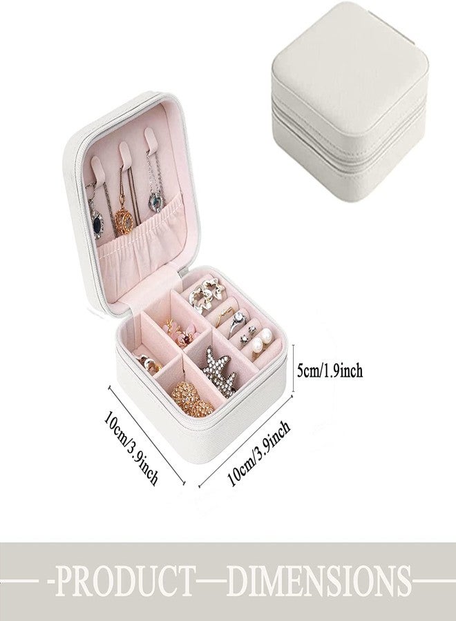 4MYL Faux Leather Jewellery Organiser Box Portable Travel Organiser Pouch Jewellery Organiser For Ring Pendant (White) - Image 2