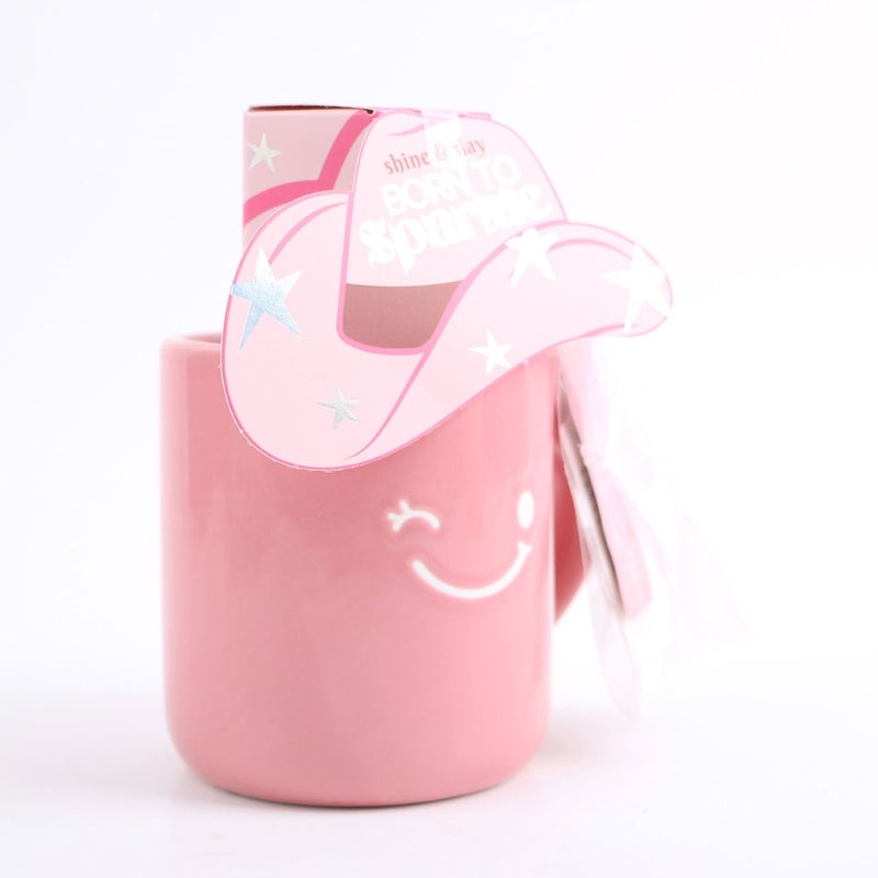Midi Ceramic cup gift set pink with hat and bow decoration - Image 3
