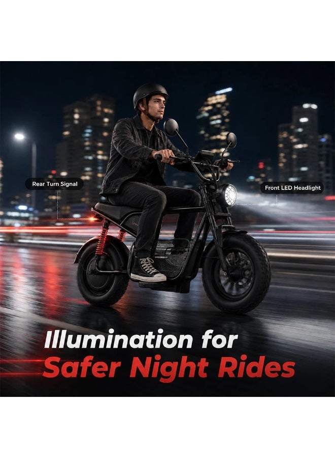 Wind Horse D1 Electric Bike for Adults, 800W Motor (1500W Peak Power), 50KM/H Speed, 50KM Range, 48V 13Ah Removable Battery, 20 x 4 Inch Fat Tires, Remote Unlock, LCD Display, Bluetooth Speaker, Artificial Engine Sound, Anti Theft System - Image 3