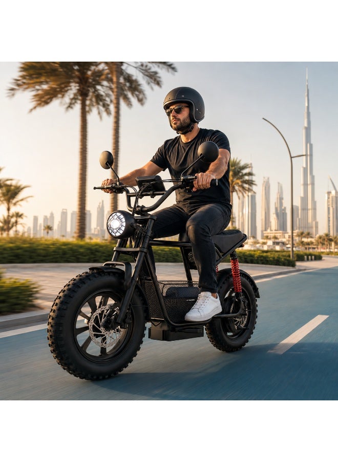 Wind Horse D1 Electric Bike for Adults, 800W Motor (1500W Peak Power), 50KM/H Speed, 50KM Range, 48V 13Ah Removable Battery, 20 x 4 Inch Fat Tires, Remote Unlock, LCD Display, Bluetooth Speaker, Artificial Engine Sound, Anti Theft System - Image 2